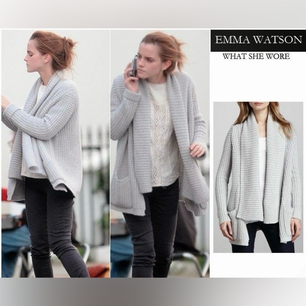 Autumn Cashmere Draped Waffle Rib Cardigan - Picture 1 of 8